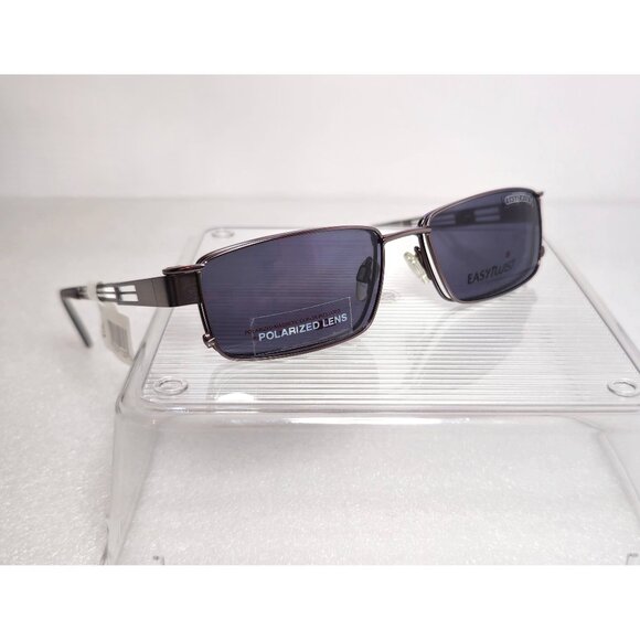 Rectangular Silver Metal Full Rim EasyTwist Polarized Clip-on Glasses 51-16-135 - Picture 6 of 13